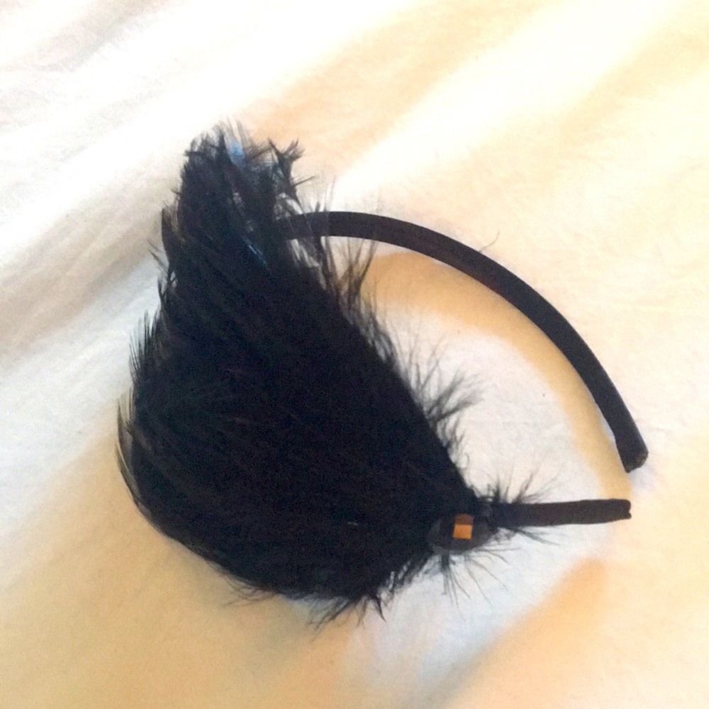 Retro Black Feather Fascinator Headband